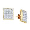 Image 1 : 1CT Diamond Cluster 10KT Earrings Yellow Gold