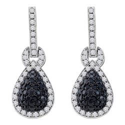 1.75CTW White and Black Diamond Anniversary 10KT Earrings White Gold