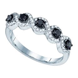 0.50CTW White and Black Diamond Anniversary 10KT Ring White Gold