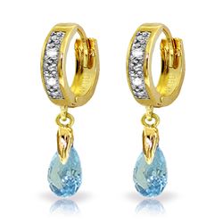 1.37 ctw Blue Topaz & Diamond Earrings Jewelry 14KT Yellow Gold