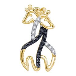 0.10CTW White and Black Diamond Anniversary 10KT Pendant Yellow Gold