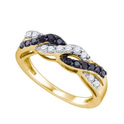 0.50CTW White and Black Diamond Anniversary 10KT Ring Yellow Gold