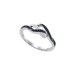 0.10CTW White and Black Diamond Micro-Pave 10KT Ring White Gold