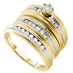 0.50CT Diamond Trio Set 14KT Ring Yellow Gold