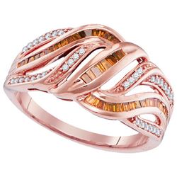 0.35CTW White and Champagne Diamond Anniversary 10KT Ring Rose Gold