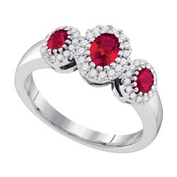 0.25CT Diamond and 1CT Ruby Anniversary 14KT Ring White Gold