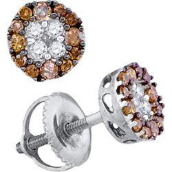 0.33CTW White and Champagne Diamond Anniversary 10KT Earrings White Gold