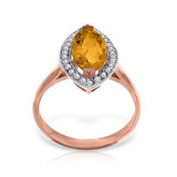 1.80 ctw Citrine & Diamond Ring Jewelry 14KT Rose Gold