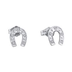 0.05CT Diamond Horse-Shoe 14KT Earrings White Gold