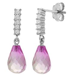 4.65 ctw Pink Topaz & Diamond Earrings Jewelry 14KT White Gold