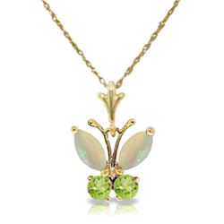 0.70 ctw Opal & Peridot Necklace Jewelry 14KT Yellow Gold