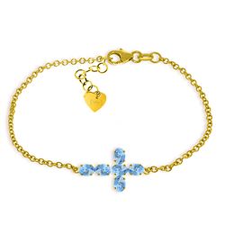 1.70 ctw Blue Topaz Bracelet Jewelry 14KT Yellow Gold
