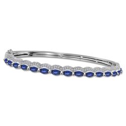 0.35CT Diamond and 2.80CT Sapphire Anniversary 14KT Bangle White Gold