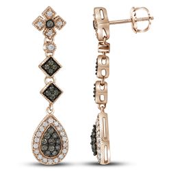 0.60CTW White and Champagne Diamond Anniversary 14KT Earrings Rose Gold