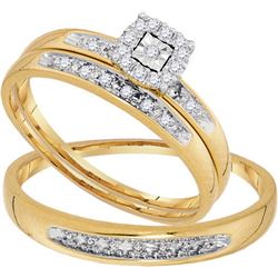 0.12CT Diamond Trio Set 10KT Ring Yellow Gold