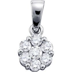 0.10CT Diamond Flower 14KT Pendant White Gold