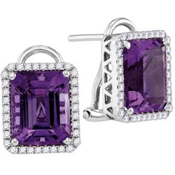 0.30CT Diamond and 2.50CT Amethyst Anniversary 14KT Earrings White Gold
