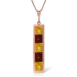 2.25 ctw Citrine & Garnet Necklace Jewelry 14KT Rose Gold