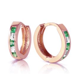 1.26 ctw Emerald & White Topaz Earrings Jewelry 14KT Rose Gold