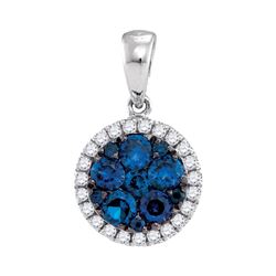 0.10CT Diamond and 0.50CT Sapphire Anniversary 14KT Pendant White Gold