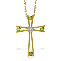 0.43 ctw Peridot & Diamond Necklace Jewelry 14KT Yellow Gold