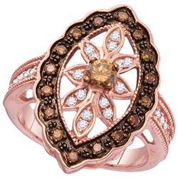 0.75CTW White and Champagne Diamond Anniversary 10KT Ring Rose Gold