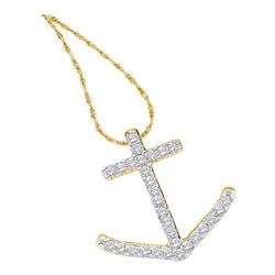 0.25CT Diamond Anchor 10KT Pendant Yellow Gold