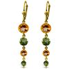 Image 1 : 7.8 ctw Citrine & Peridot Earrings Jewelry 14KT Yellow Gold