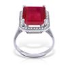 Image 1 : 7.45 ctw Ruby & Diamond Ring Jewelry 14KT White Gold