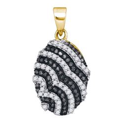 0.33CTW White and Black Diamond Micro-Pave 10KT Pendant Yellow Gold