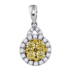 0.60CTW White and Yellow Diamond Pendant 14KT Pendant White Gold