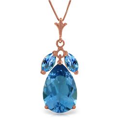 6.5 ctw Blue Topaz Necklace Jewelry 14KT Rose Gold