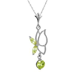 0.40 ctw Peridot Necklace Jewelry 14KT White Gold