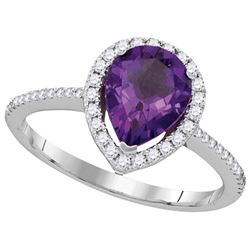 0.25CT Diamond and 1.25CT Amethyst Anniversary 14KT Ring White Gold