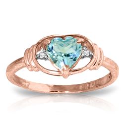 0.96 ctw Blue Topaz & Diamond Ring Jewelry 14KT Rose Gold