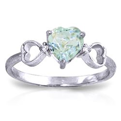 0.96 ctw Aquamarine & Diamond Ring Jewelry 14KT White Gold