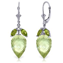 20 ctw Green Amethyst & Peridot Earrings Jewelry 14KT White Gold