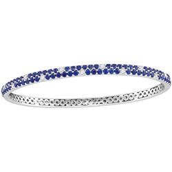 0.30CT Diamond and 3CT Sapphire Anniversary 18KT Bangle White Gold