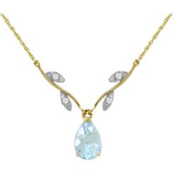 1.52 ctw Aquamarine & Diamond Necklace Jewelry 14KT Yellow Gold