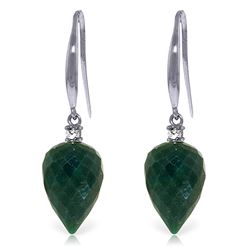 25.9 ctw Green Sapphire Corundum & Diamond Earrings Jewelry 14KT White Gold