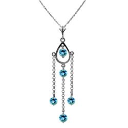 1.50 ctw Blue Topaz Necklace Jewelry 14KT White Gold