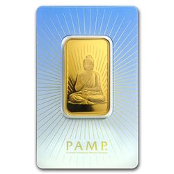 One pc. 1 oz .9999 Fine Gold Bar - PAMP Suisse Buddha In Assay