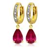 Image 1 : 3.53 ctw Ruby & Diamond Earrings Jewelry 14KT Yellow Gold