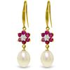 Image 1 : 9.01 ctw Ruby, Pearl & Diamond Earrings Jewelry 14KT Yellow Gold