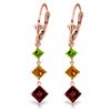 Image 1 : 4.8 ctw Garnet, Citrine & Peridot Earrings Jewelry 14KT Rose Gold