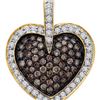 Image 1 : 1.0CTW White and Champagne Diamond Heart 14KT Pendant Yellow Gold