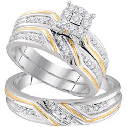 0.33CT Diamond Trio Set 10KT Ring 2Tone Gold
