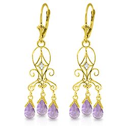 4.81 ctw Amethyst & Diamond Earrings Jewelry 14KT Yellow Gold