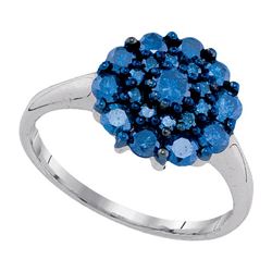 1.0CTW White and Blue Diamond Anniversary 10KT Ring White Gold
