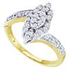 Image 1 : 0.25CT Diamond Cluster 10KT Ring Yellow Gold